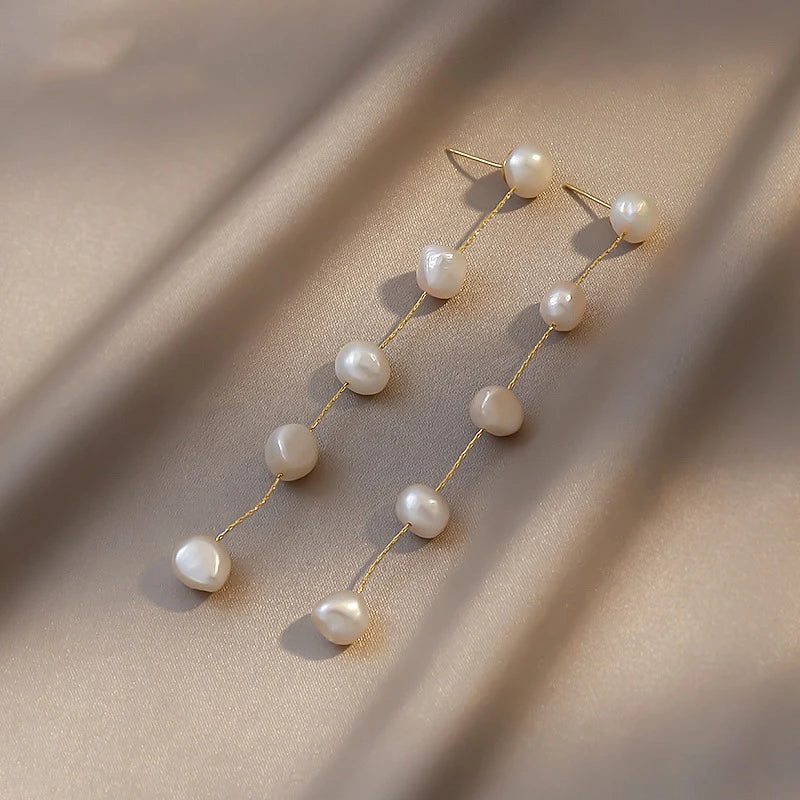 Lois | Pearl Dangle Stud Earrings