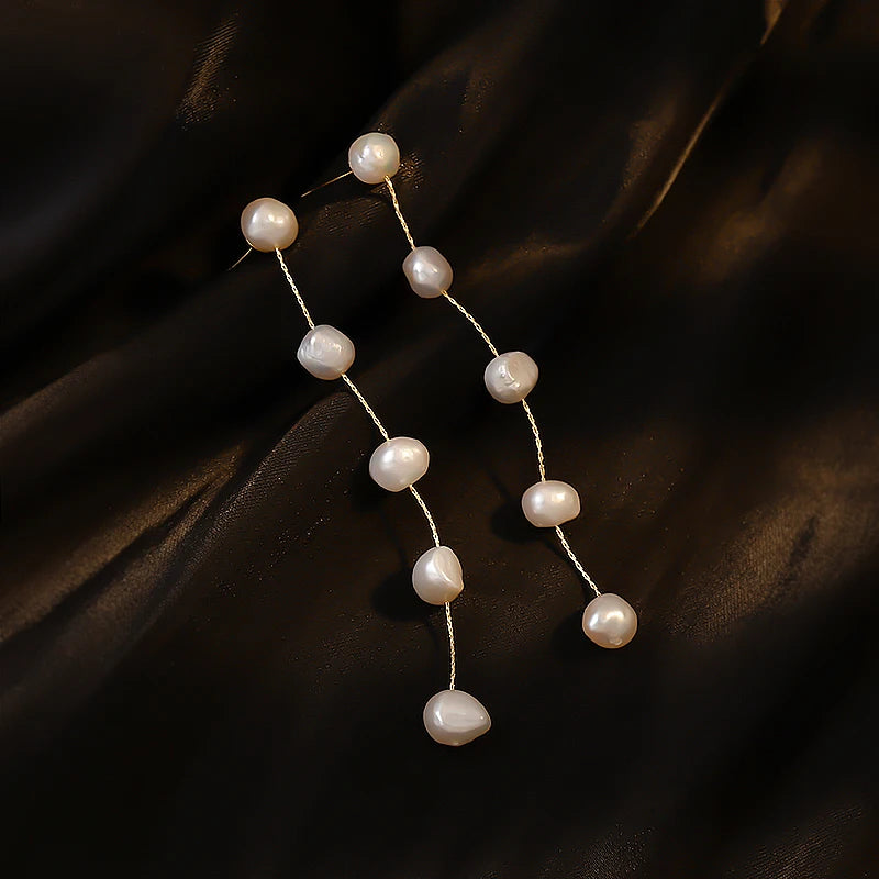Lois | Pearl Dangle Stud Earrings