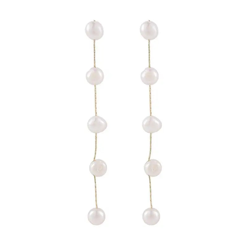 Lois | Pearl Dangle Stud Earrings