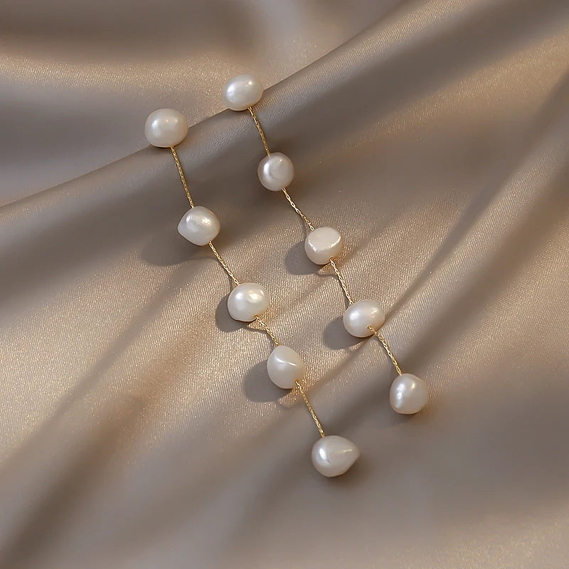 Lois | Pearl Dangle Stud Earrings