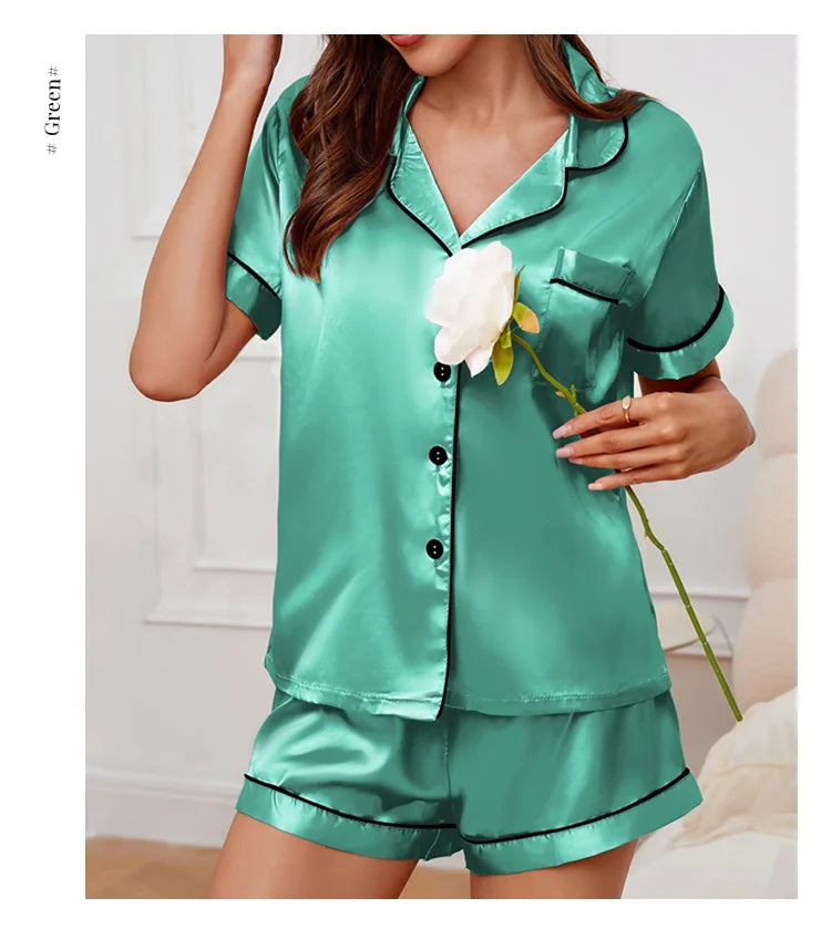 Short Sleeve Satin Pajamas