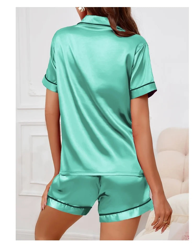 Short Sleeve Satin Pajamas
