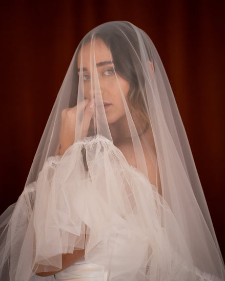 Ava | Fringed Tulle Veil - 14:29;200000063:1952 - Bridal Veil - Ivory & White