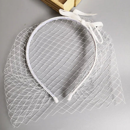 Birdie | Headband Lace Veil - 200001033:2000037605 - Bridal Accessories - Ivory & White