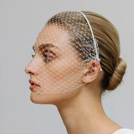 Birdie | Headband Lace Veil - 200001033:2000037605 - Bridal Accessories - Ivory & White