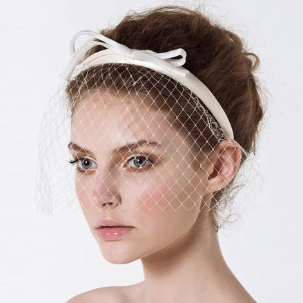 Birdie | Headband Lace Veil - 200001033:2000037605 - Bridal Accessories - Ivory & White