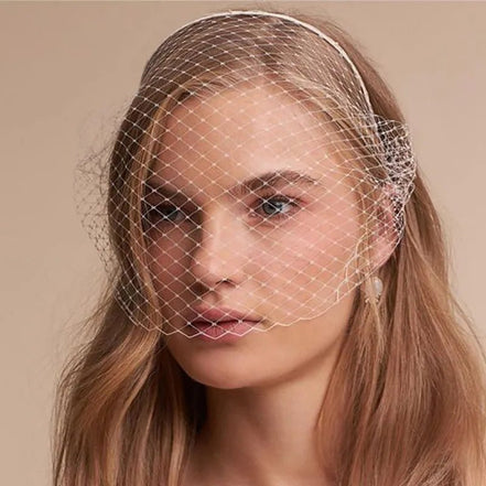 Birdie | Headband Lace Veil - 200001033:2000037605 - Bridal Accessories - Ivory & White