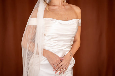 Cleo | Pleated Tulle Veil - 14:496Pure White Off White;200000063:200011422 - Bridal Veil - Ivory & White