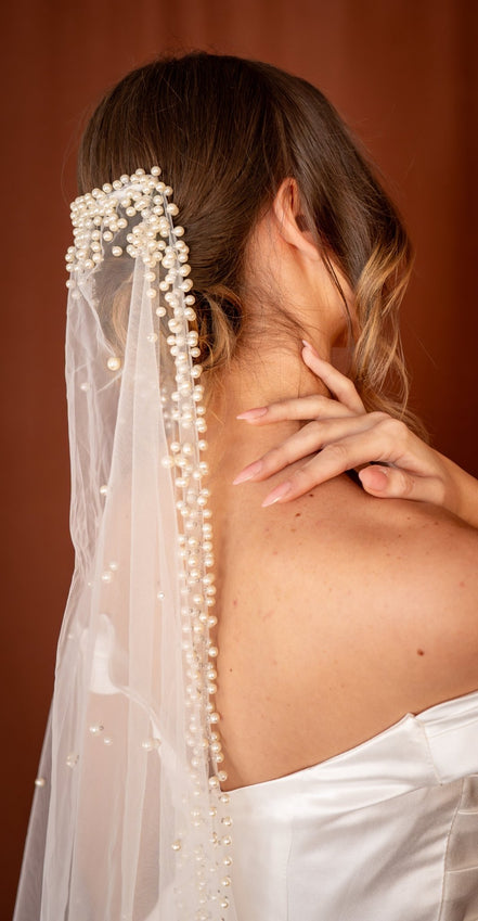 Colette | Pearl Framed Veil - 14:200002130;200000063:100014131 - Bridal Veil - Ivory & White
