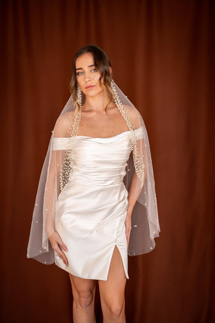 Colette | Pearl Framed Veil - 14:200002130;200000063:100014131 - Bridal Veil - Ivory & White
