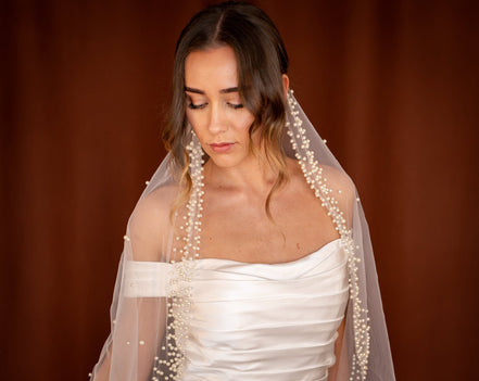 Colette | Pearl Framed Veil - 14:200002130;200000063:100014131 - Bridal Veil - Ivory & White