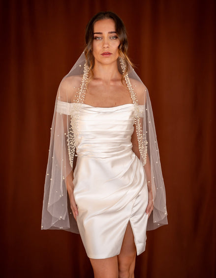 Colette | Pearl Framed Veil - 14:200002130;200000063:100014131 - Bridal Veil - Ivory & White