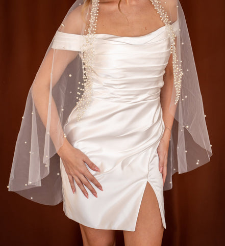 Colette | Pearl Framed Veil - 14:200002130;200000063:100014131 - Bridal Veil - Ivory & White