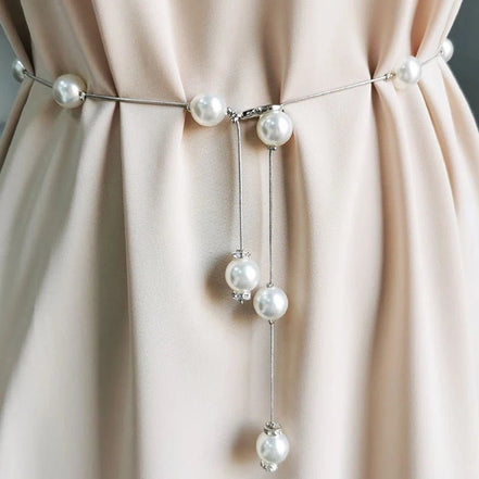 Delphine | Oversized Pearl Belt - 14:29GD - Ivory & White