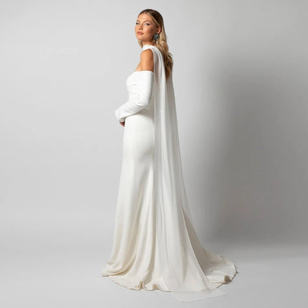 Elara | Chiffon Neck Scarf - 14:200002130;200000063:200011422 - Bridal Veil - Ivory & White