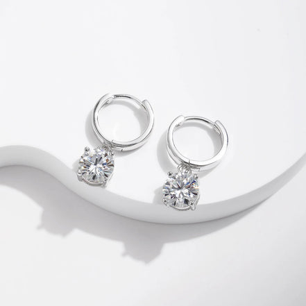 June | Moissanite Drop Hoop Earrings - 200000226:290.5CT(5.0MM) x 2 - Jewellery - Ivory & White