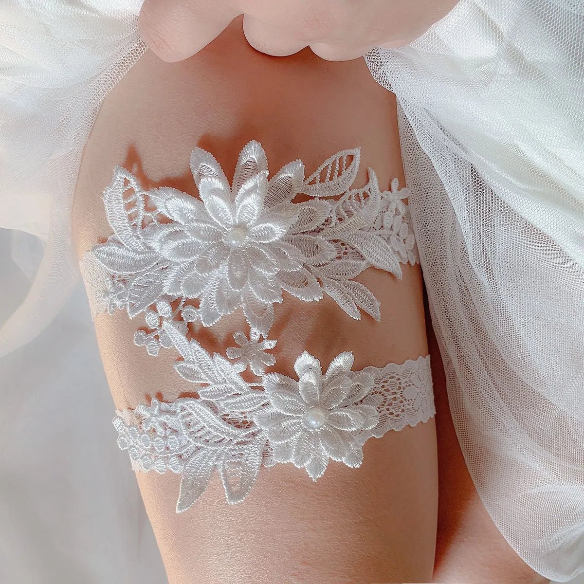 Lace Garters - 14:29W29;5:20000352840 - 60CM - Bridal Accessories - Ivory & White