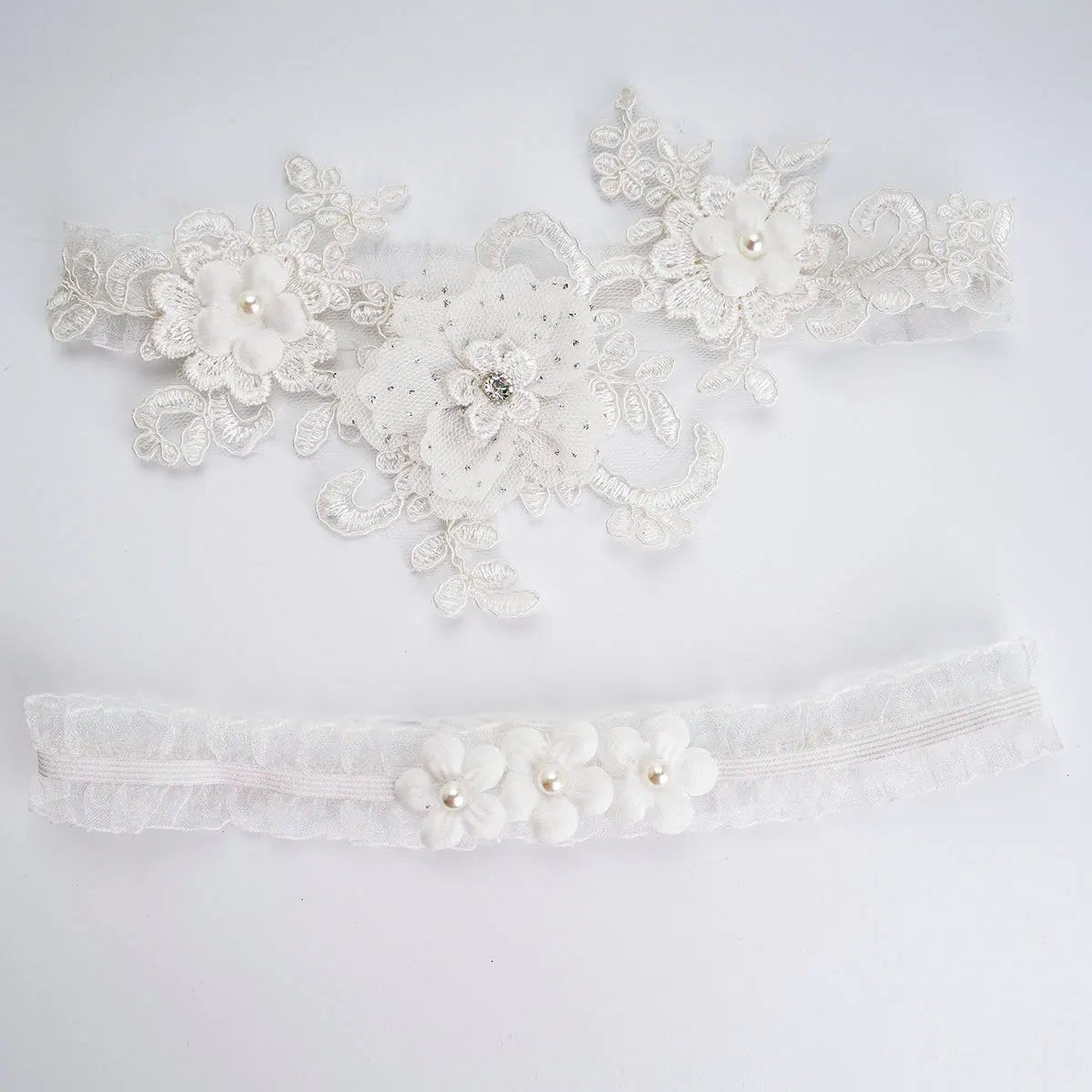 Lace Garters - 14:10W39 A;5:20000352840 - 60CM - Bridal Accessories - Ivory & White