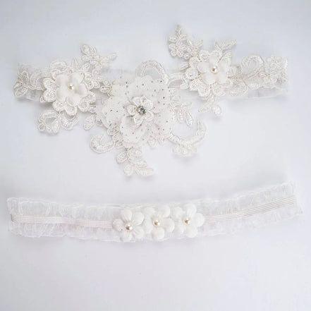 Lace Garters - 14:10W39 A;5:20000352840 - 60CM - Bridal Accessories - Ivory & White