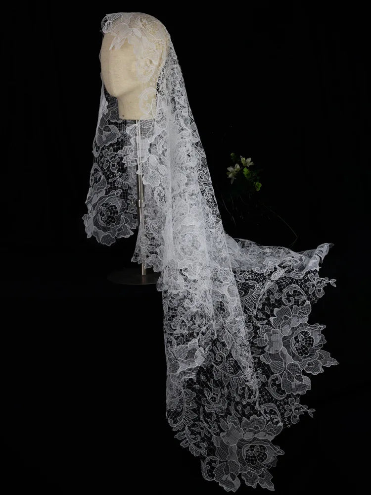Liana | Full Lace Veil - 14:291m - Bridal Veil - Ivory & White