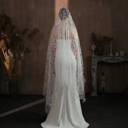 Liana | Full Lace Veil - 14:291m - Bridal Veil - Ivory & White