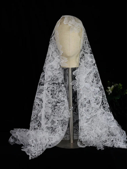 Liana | Full Lace Veil - 14:291m - Bridal Veil - Ivory & White