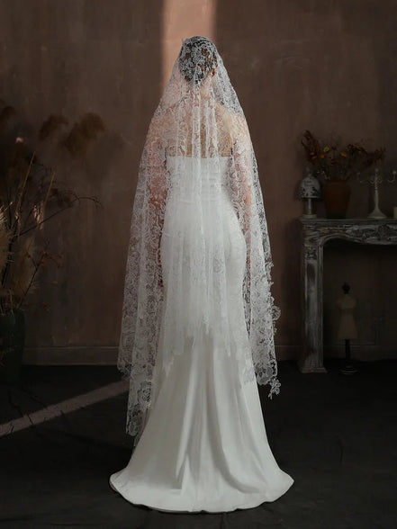 Liana | Full Lace Veil - 14:291m - Bridal Veil - Ivory & White