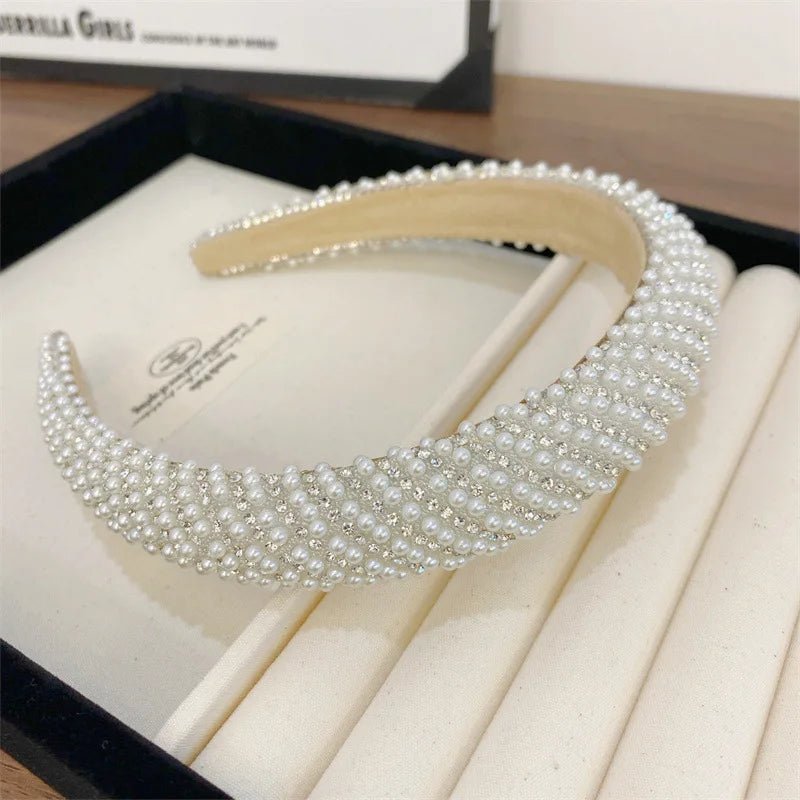 Loretta | Rhinestone Headband - 14:691Pearl 1 - Bridal Accessories - Ivory & White