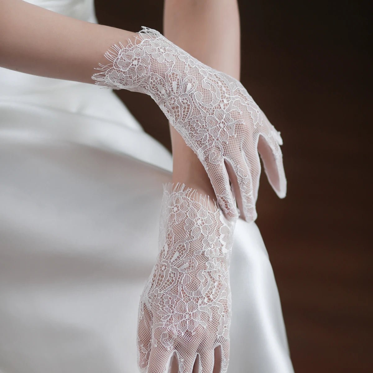 Lucine | Wrist Length Lace Gloves - 14:29White;200007763:201336100 - Bridal Accessories - Ivory & White