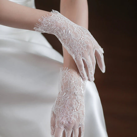 Lucine | Wrist Length Lace Gloves - 14:29White;200007763:201336100 - Bridal Accessories - Ivory & White