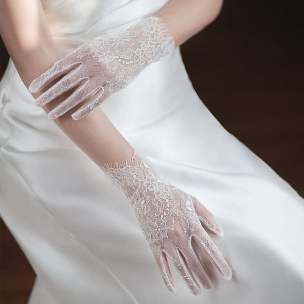 Lucine | Wrist Length Lace Gloves - 14:29White;200007763:201336100 - Bridal Accessories - Ivory & White
