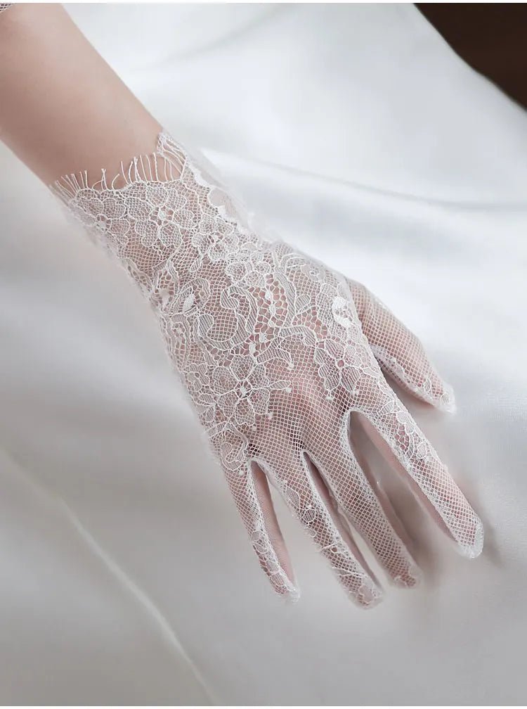 Lucine | Wrist Length Lace Gloves - 14:29White;200007763:201336100 - Bridal Accessories - Ivory & White