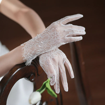 Lucine | Wrist Length Lace Gloves - 14:29White;200007763:201336100 - Bridal Accessories - Ivory & White