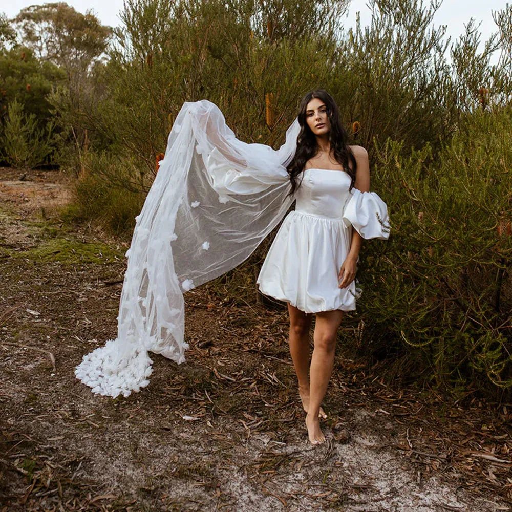 Marielle | 3D Flower Veil - 14:200002130Off white;200000063:1952 - Bridal Veil - Ivory & White