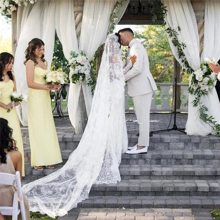Renata | Mantilla Lace Veil - 14:29Off White;200000063:1952 - Bridal Veil - Ivory & White