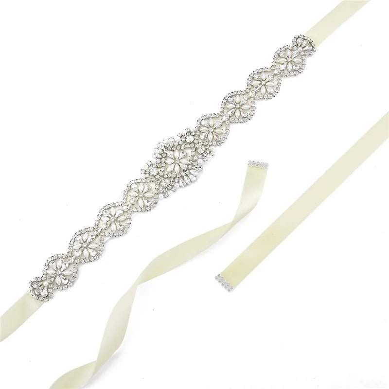 Rhinestone and Pearl Belt - 14:10;200007763:201336100;5:200003528 - Bridal Accessories - Ivory & White