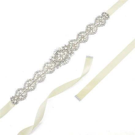 Rhinestone and Pearl Belt - 14:10;200007763:201336100;5:200003528 - Bridal Accessories - Ivory & White