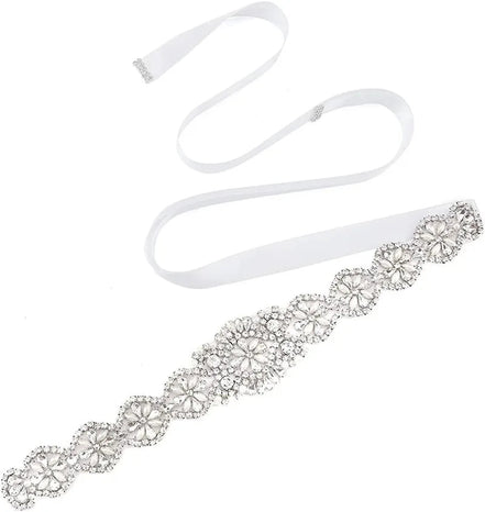 Rhinestone and Pearl Belt - 14:29;200007763:201336100;5:200003528 - Bridal Accessories - Ivory & White
