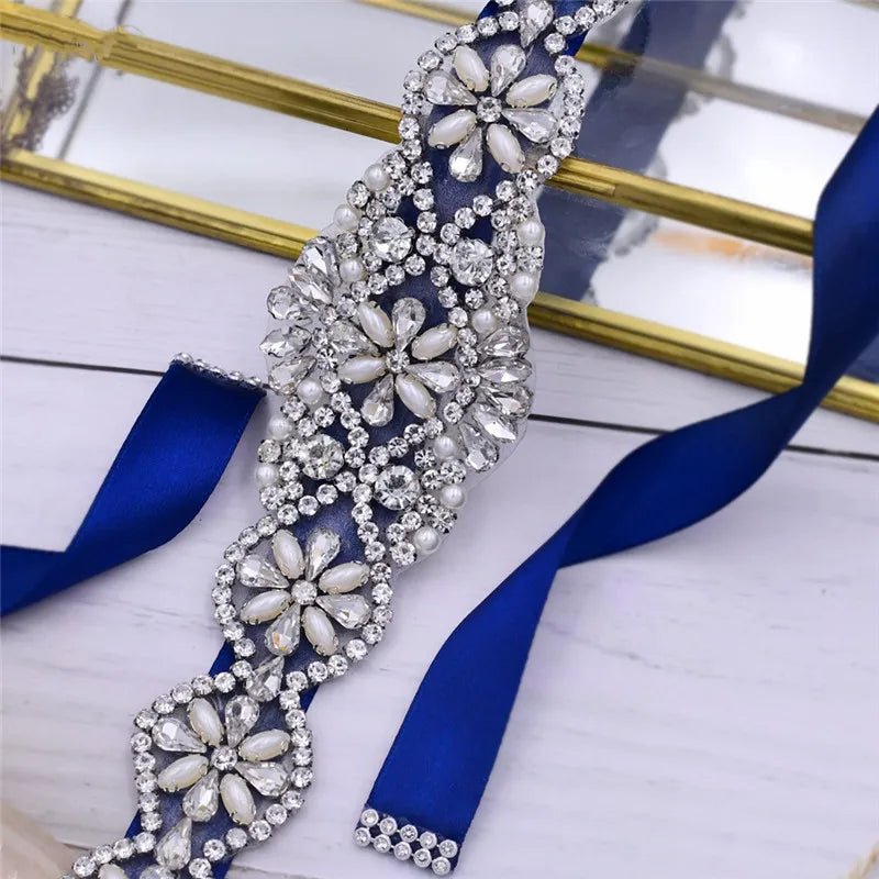 Rhinestone and Pearl Belt - 14:10;200007763:201336100;5:200003528 - Bridal Accessories - Ivory & White