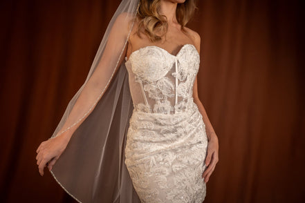 Simone | Pearl Sequin Edge Veil - 14:29Pure White Off White;200000063:200011422 - Bridal Veil - Ivory & White