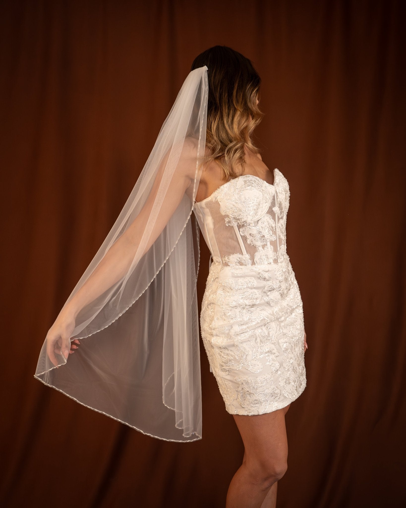 Simone | Pearl Sequin Edge Veil - 14:29Pure White Off White;200000063:200011422 - Bridal Veil - Ivory & White