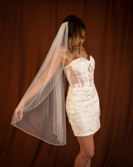 Simone | Pearl Sequin Edge Veil - 14:29Pure White Off White;200000063:200011422 - Bridal Veil - Ivory & White
