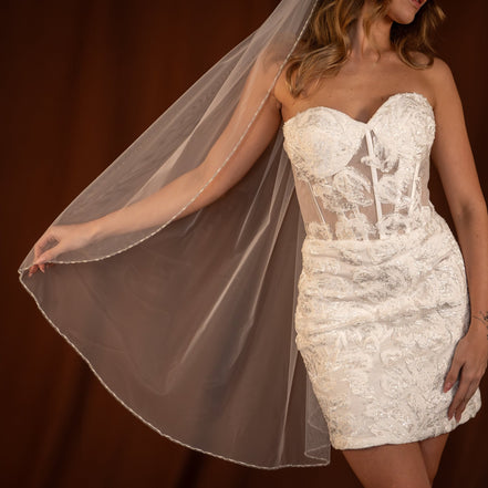 Simone | Pearl Sequin Edge Veil - 14:29Pure White Off White;200000063:200011422 - Bridal Veil - Ivory & White