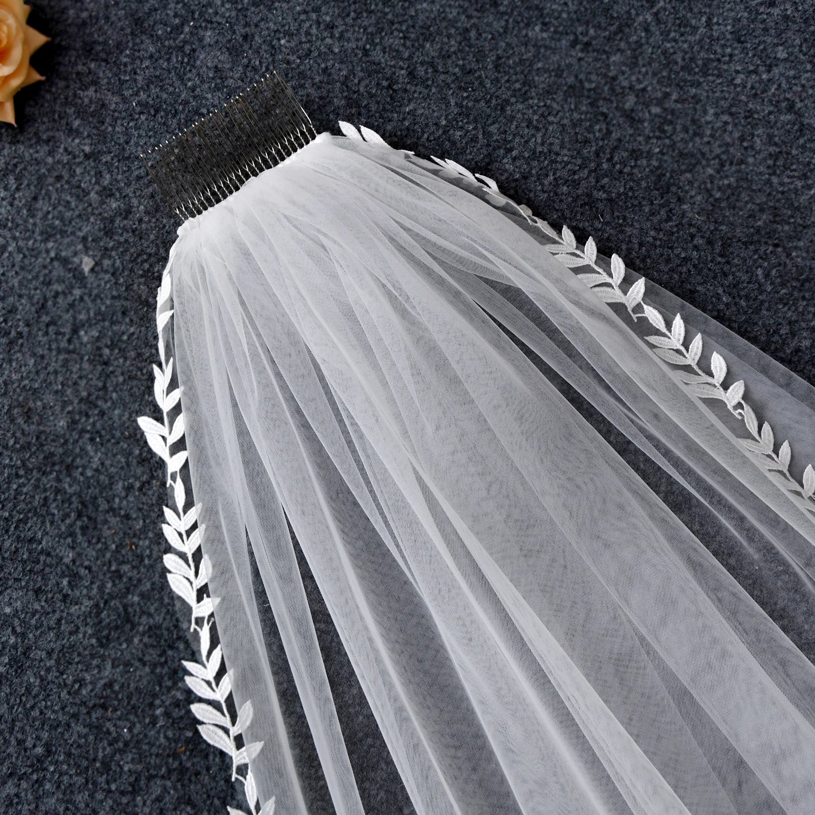Willow | Leaf Edge Veil - 14:771ivory;200000063:1952 - Bridal Veil - Ivory & White