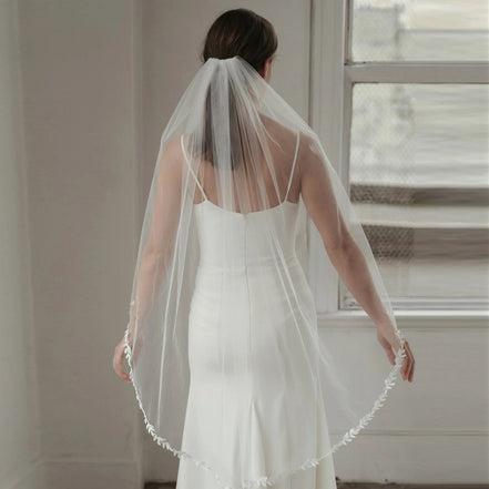 Willow | Leaf Edge Veil - 14:771ivory;200000063:1952 - Bridal Veil - Ivory & White