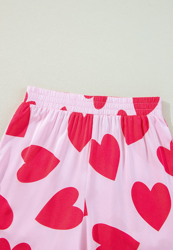 Sabine | Heart Collared Neck Short Sleeve Top and Pants Lounge Set