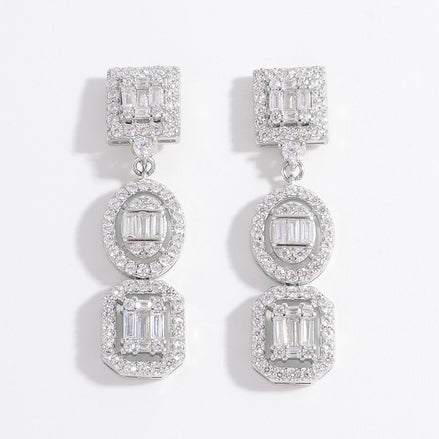 Alexa | Zircon 3 - tier Drop Studs - 100500839571263 - Jewellery - Ivory & White