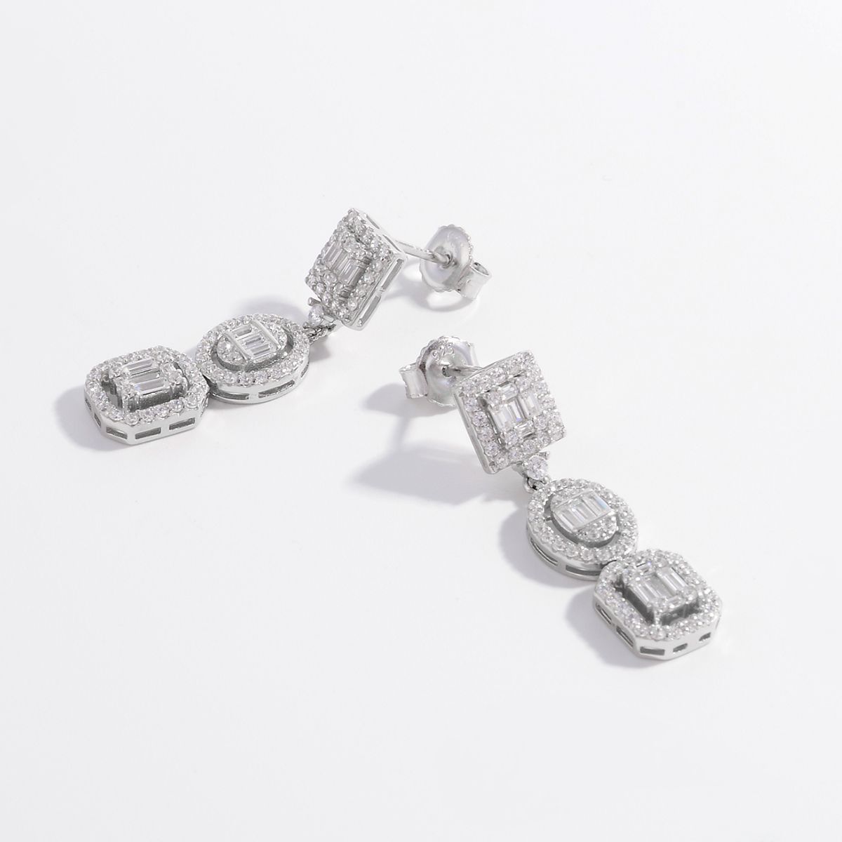 Alexa | Zircon 3 - tier Drop Studs - 100500839571263 - Jewellery - Ivory & White