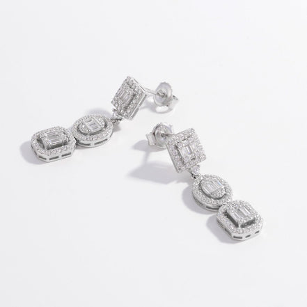Alexa | Zircon 3 - tier Drop Studs - 100500839571263 - Jewellery - Ivory & White