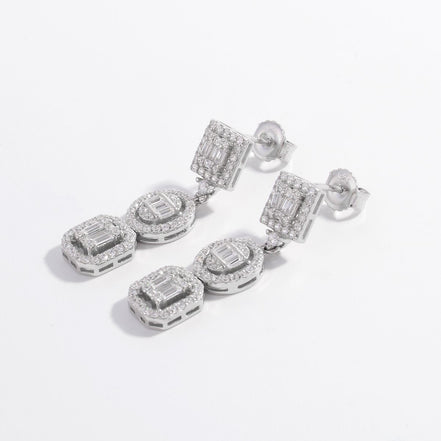 Alexa | Zircon 3 - tier Drop Studs - 100500839571263 - Jewellery - Ivory & White